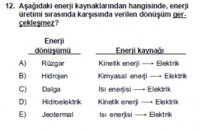 10. Sınıf Kimya Test 16 Soru 12