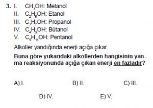 10. Sınıf Kimya Test 16 Soru 3