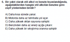 10. Sınıf Kimya Test 16 Soru 6
