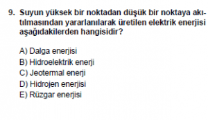 10. Sınıf Kimya Test 16 Soru 9