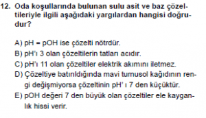 10. Sınıf Kimya Test 2 Soru 12