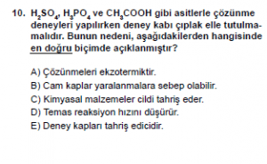 10. Sınıf Kimya Test 3 Soru 10