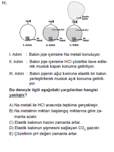 10. Sınıf Kimya Test 3 Soru 11