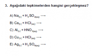 10. Sınıf Kimya Test 3 Soru 3