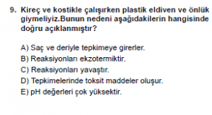 10. Sınıf Kimya Test 3 Soru 9