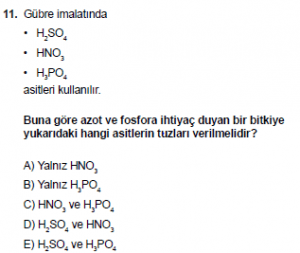 10. Sınıf Kimya Test 4 Soru 11