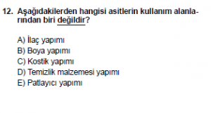 10. Sınıf Kimya Test 4 Soru 12