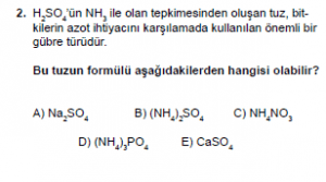 10. Sınıf Kimya Test 4 Soru 2