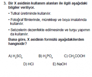 10. Sınıf Kimya Test 4 Soru 3