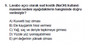 10. Sınıf Kimya Test 4 Soru 9