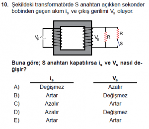 11. Sınıf Fizik Test6 Soru 10