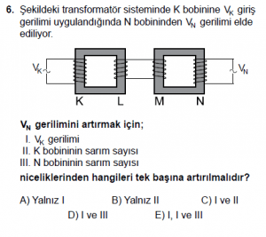 11. Sınıf Fizik Test6 Soru 6