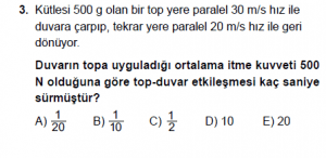11. Sınıf Fizik test10 soru 3