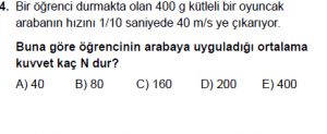 11. Sınıf Fizik test10 soru 4