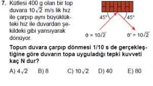 11. Sınıf Fizik test10 soru 7
