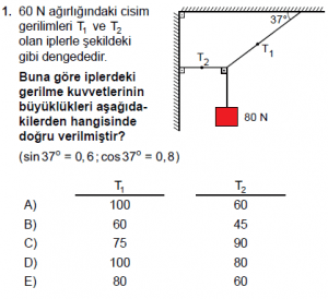 11. Sınıf Fizik test12 soru 1