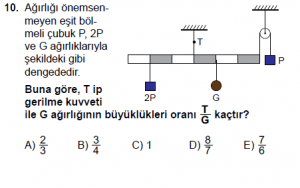 11. Sınıf Fizik test12 soru 10