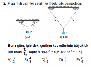 11. Sınıf Fizik test12 soru 2