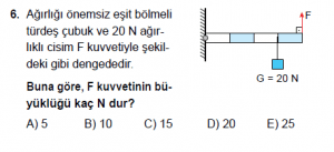 11. Sınıf Fizik test12 soru 6