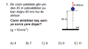 11. Sınıf Fizik test5 soru 1