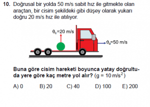 11. Sınıf Fizik test5 soru 10