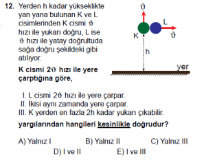 11. Sınıf Fizik test5 soru 12