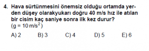 11. Sınıf Fizik test5 soru 4