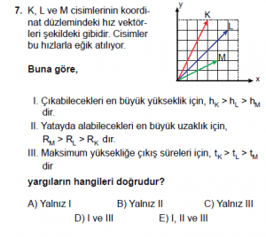11. Sınıf Fizik test5 soru 7