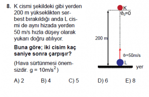 11. Sınıf Fizik test5 soru 8