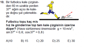 11. Sınıf Fizik test6 soru 10