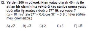 11. Sınıf Fizik test6 soru 12
