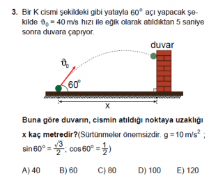 11. Sınıf Fizik test6 soru 3