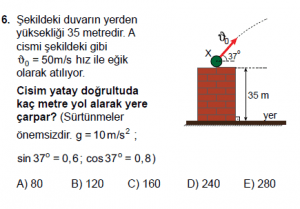 11. Sınıf Fizik test6 soru 6