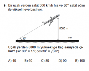 11. Sınıf Fizik test6 soru 9