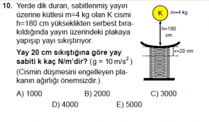 11. Sınıf Fizik test7 soru 10