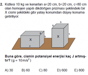 11. Sınıf Fizik test7 soru 2