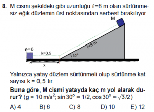 11. Sınıf Fizik test7 soru 8