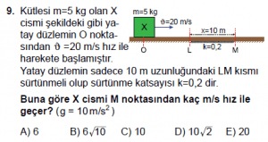 11. Sınıf Fizik test7 soru 9