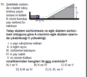11. Sınıf Fizik test8 soru 11