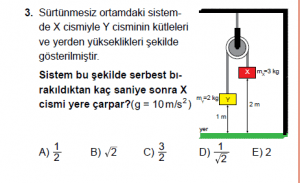 11. Sınıf Fizik test8 soru 3