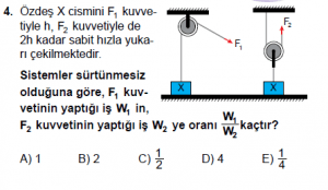 11. Sınıf Fizik test8 soru 4