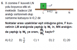 11. Sınıf Fizik test8 soru 5