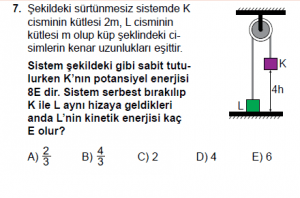 11. Sınıf Fizik test8 soru 7