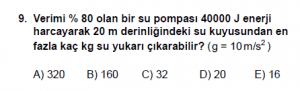 11. Sınıf Fizik test8 soru 9