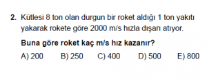 11. Sınıf Fizik test9 soru 2