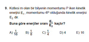 11. Sınıf Fizik test9 soru 9