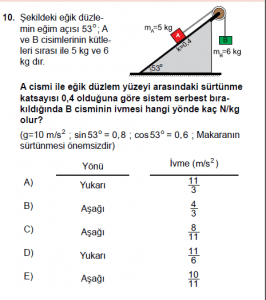 11.Sınıf Fizik test3 soru 10