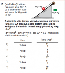 11.Sınıf Fizik test3  soru 10