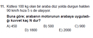 11.Sınıf Fizik test3  soru 11