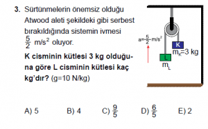 11.Sınıf Fizik test3  soru 3